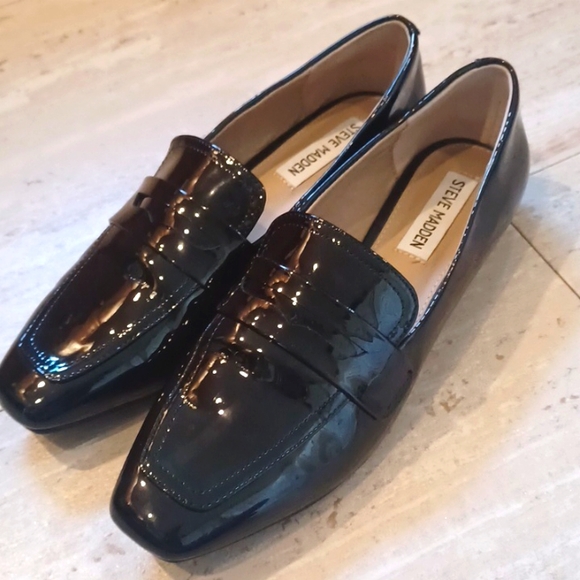 Steve Madden Shoes - Steve Madden Black Patent Square Toe Romik Loafers